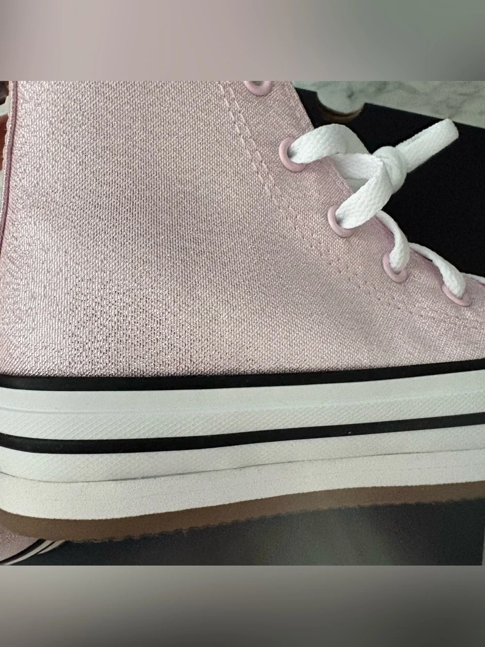 Converse Chuck Taylor All Star Pink Shine High Top Platform Lace Up Shoe Youth 1